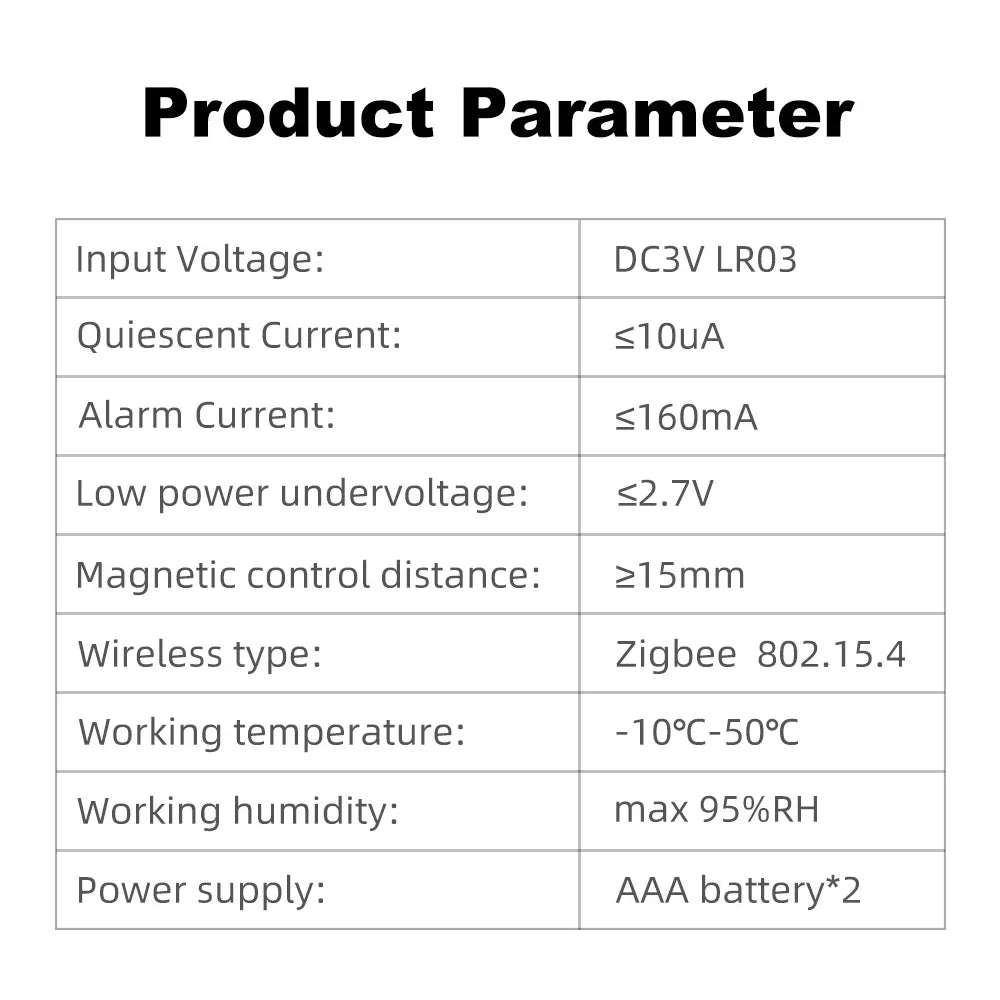 ZigBee Door Sensor Magnetic Contact Detector Real Time Alarm Security Monitor for Smart Home Works with Tuya Alexa Google Home