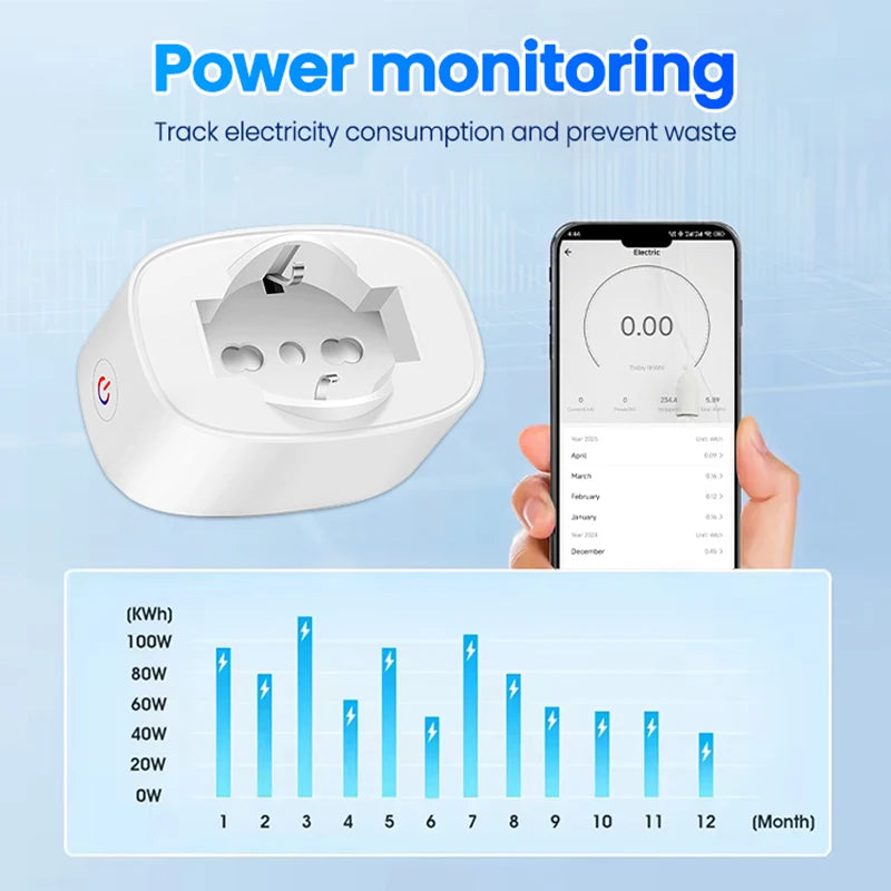 Italian Chilean Plug EU Compatible Zigbee Smart Socket BSD60 16A20A Power Monitor App Remote Control for Alexa Google Assistant