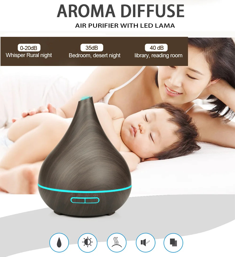 Smart WiFi Wooden Essential Oil Diffuser Air Humidifier Voice Control Humificador For Bedroom Home Plants Support HomeKit
