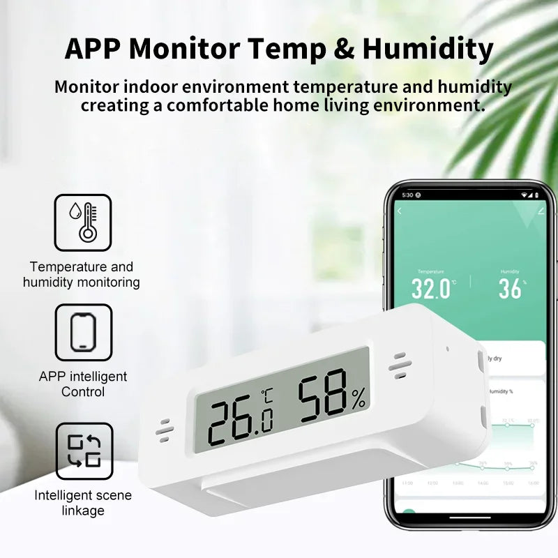 Tuya Zigbee WiFi Mini Temp & Humi Sensor Smart Home Thermometer Hygrometer APP Remote Works with Google Home Alexa Yandex