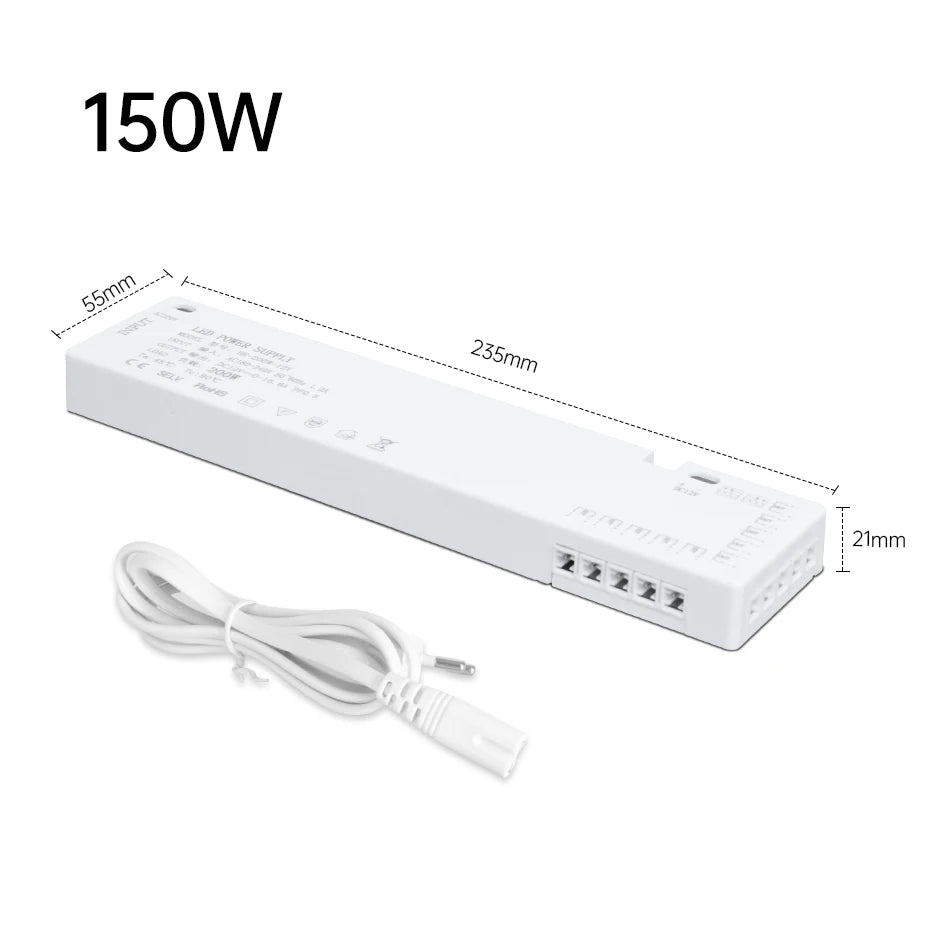 200W 150W 100W 60W 36W 24W LED Cabinet Light Strip Transformer AC220V to DC12V/24V for Home Wardrobe/Shelf with DuPont Port