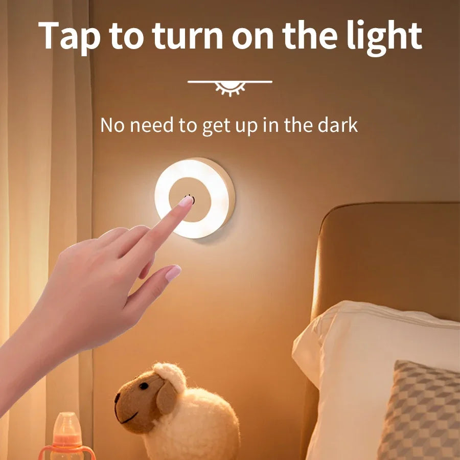 Led Wall Light Portable USB Rechargeable Night Light for Living Room Bedroom Lighting Lamps Bedside Lamp Touch Light Home Decor