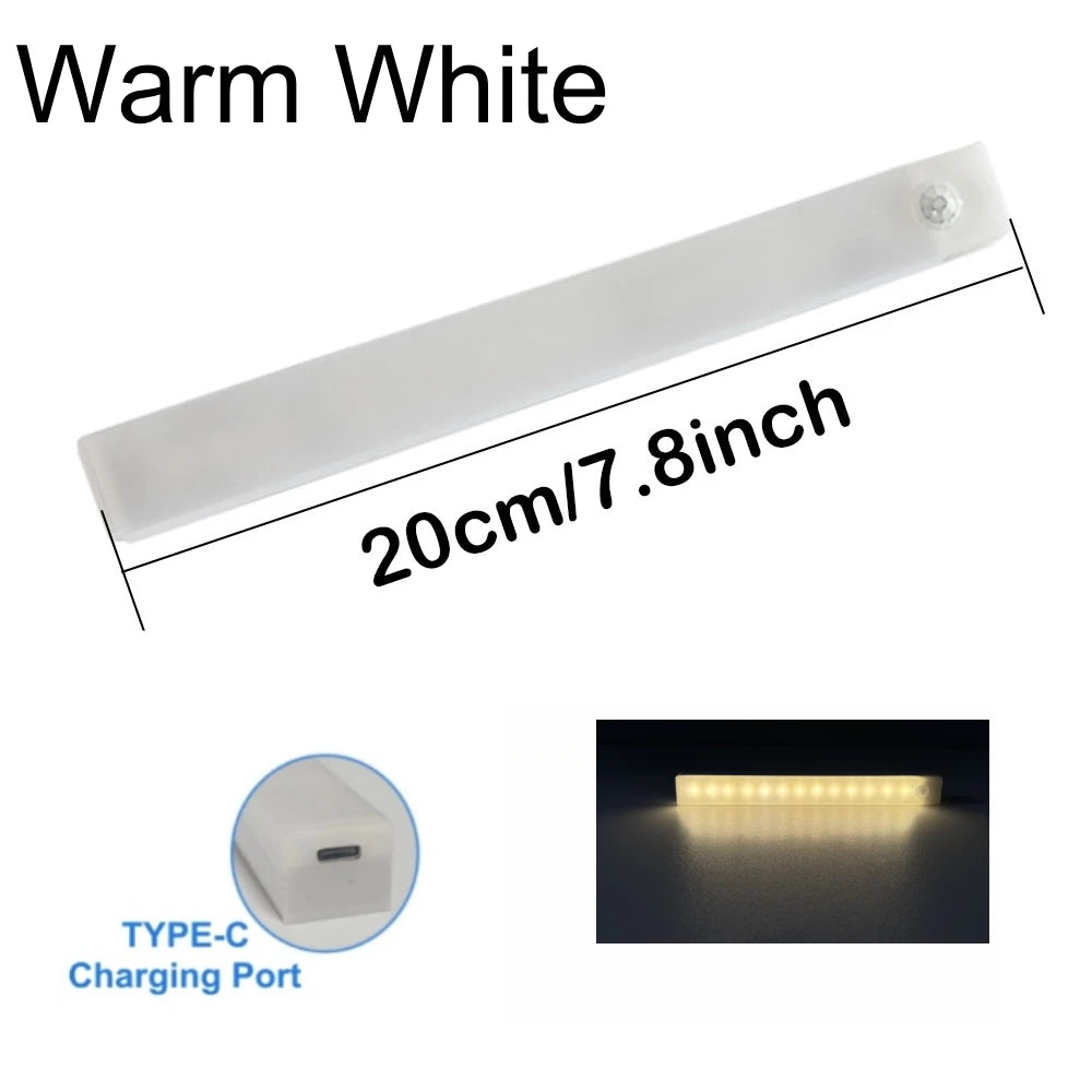 Motion Sensor  Bar  Light Type C Rechargeable Light  LED Magnetic attraction Night Light  for Kitchen Bedside Wardrobe bookcase