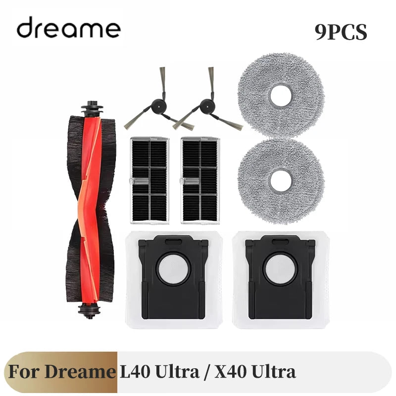For Dreame L40 Ultra / X40 Ultra Vacuum Cleaner Accessories Main Side Brush HEPA Filter Mop Cloths Dust Bag Spare Parts