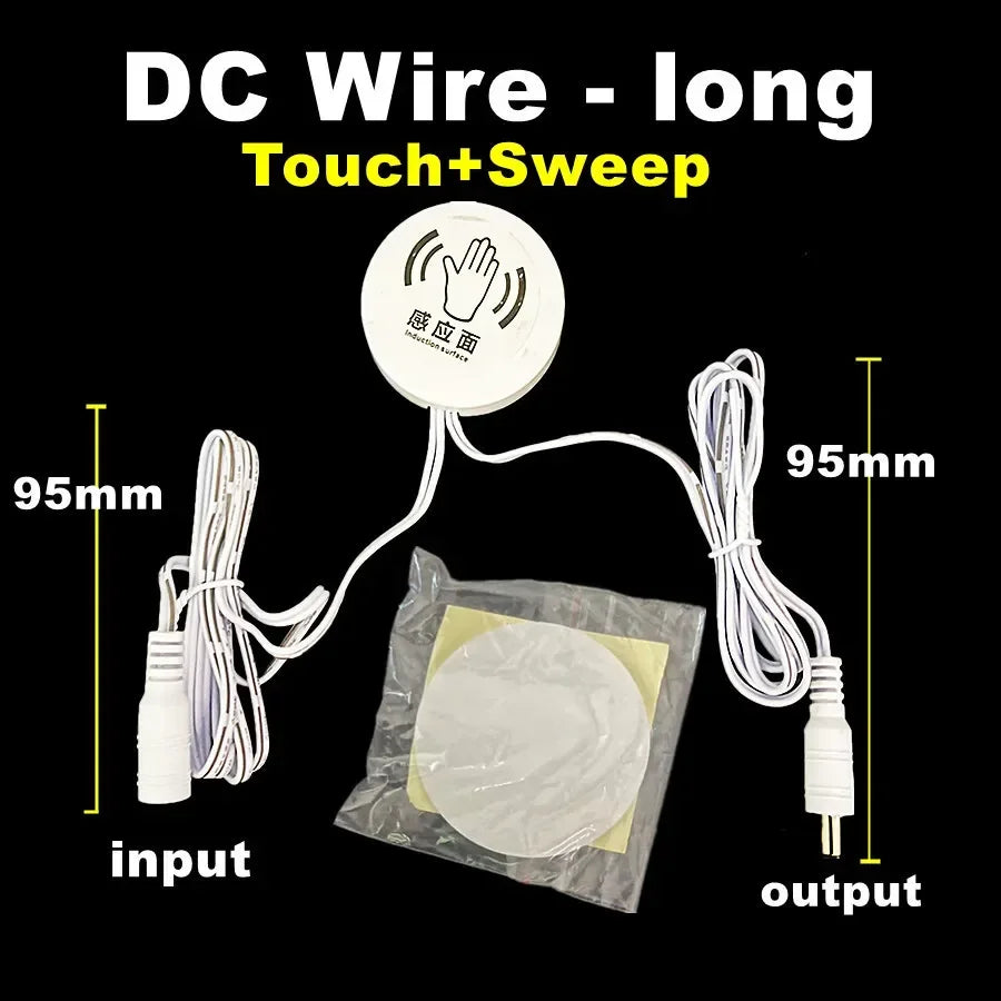Aswesaw Sweep Dimmer Sensor Penetrating Switch DC 5V 12V 24V Wood Panel Touch Switch LED Dimmable Touch Sensing Hidden