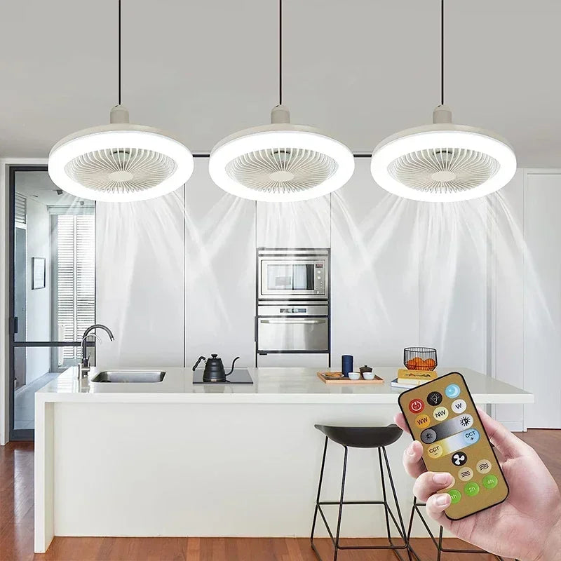 Smart 3-in-1 Ceiling Fan with Remote Control Lighting Lamp  Lighting Base for Bedroom and Living Room Silent and Convenient