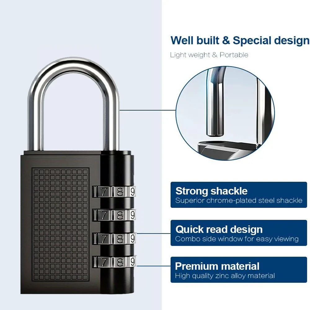 1/2PCS 4 Digit Combination Padlock Zinc Alloy Suitcase Luggage Lock for Travel Bags Backpacks Storage Metal Code Lock