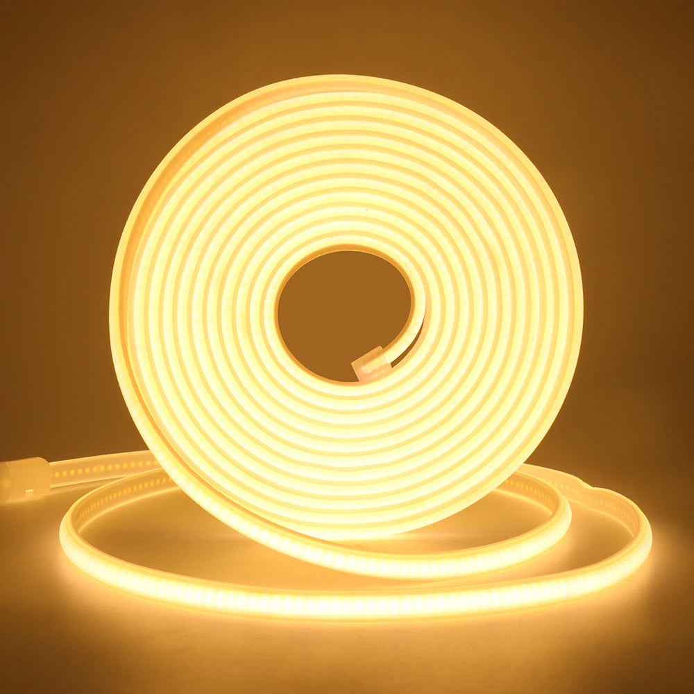 220V Switch COB LED Neon Strip Light 288LED AC EU Power Plug Kit White Pink Red 10 Color Waterproof Flex Tape Home Kitchen Decor