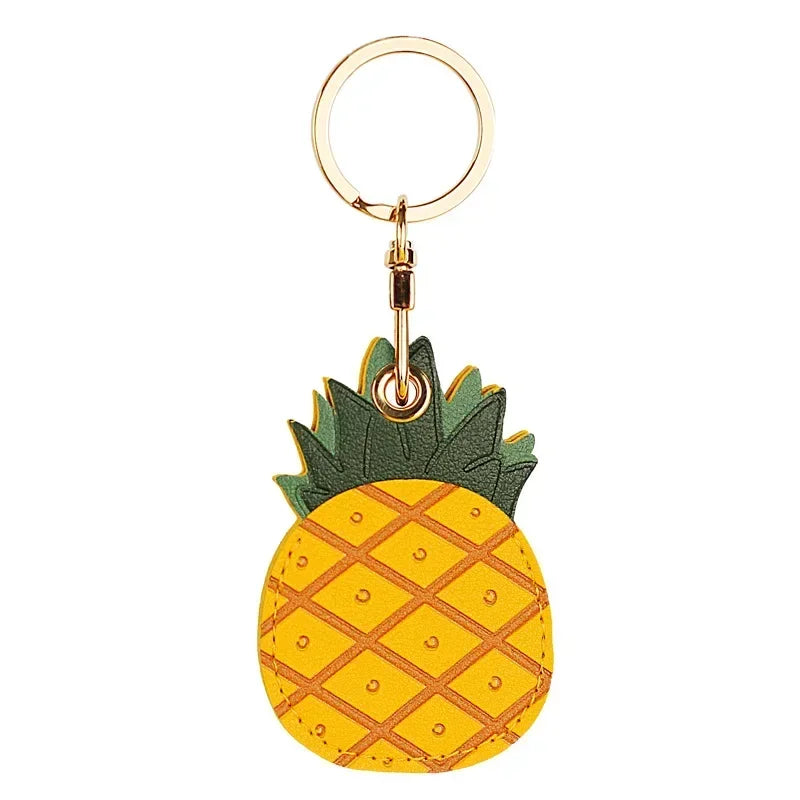 Leather Keychain Holder Case for Apple AirTag Cute Protective Air Tag Cover Keychain Ring Anti-Scratch Finder GPS Tracker Case