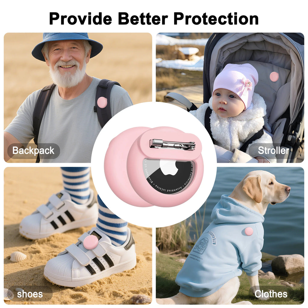 Silicone Holder for Apple Airtag Case with Safety Pin GPS Tracker Cover for Children Elderly Hidden Inside Clothes Shoe Backpack
