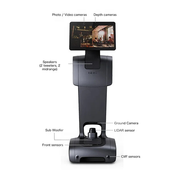 Humanoid Smart Security Temi Robot for Office Factory Warehouse Hospital School Monitoring Safety protection