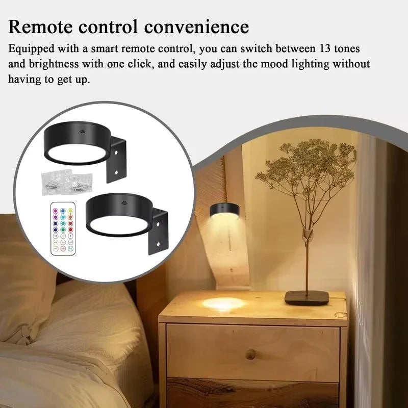 1/2PCS LED Wall Picture Light for Art Display Decor，Remote Control Painting Light with 13 Color Adjustable,AAA Battery Powered