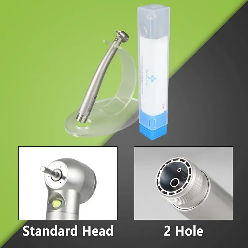 LED Light Dental High Speed Handpiece Ceramic Bearing Cartridge Rotor Push Button Air Turbine Triple Water Spray B2 M4 2/4 Holes
