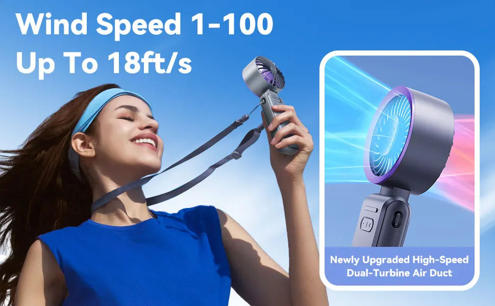 MUXNW 3 in 1 Portable Handheld Fan: Mini Personal Fan 3600mAh Rechargeable Foldable Turbo USB - Summer Beach Travel Cooling