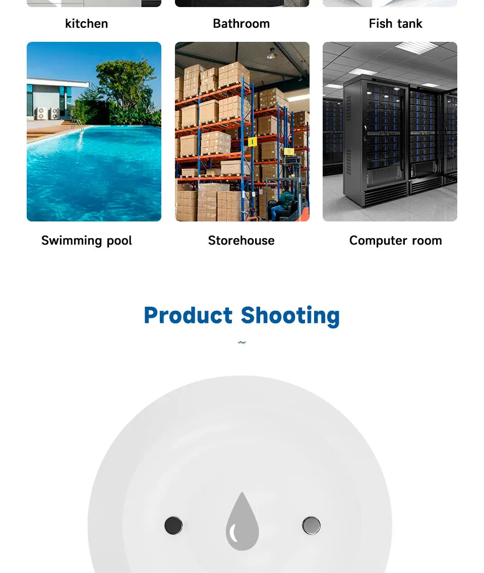 Zigbee Water Flood Sensor Leak Detector Home Security Alarm Remote Monitor Works with Home Assistant Zigbee2MQTT