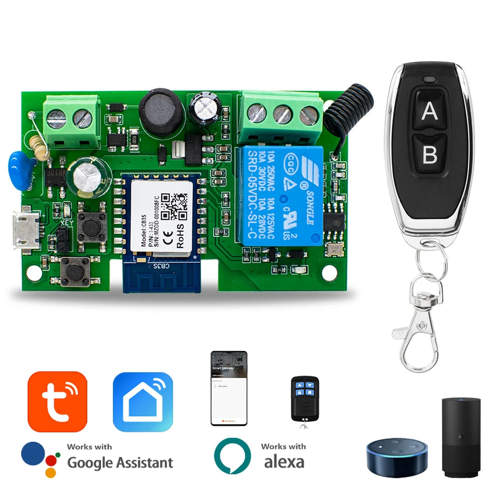 WiFi Switch Smart Tuya Garage Door Gate Opener Controller Work With Alexa Echo Google Home SmartLife APP Controller RF 433mhz