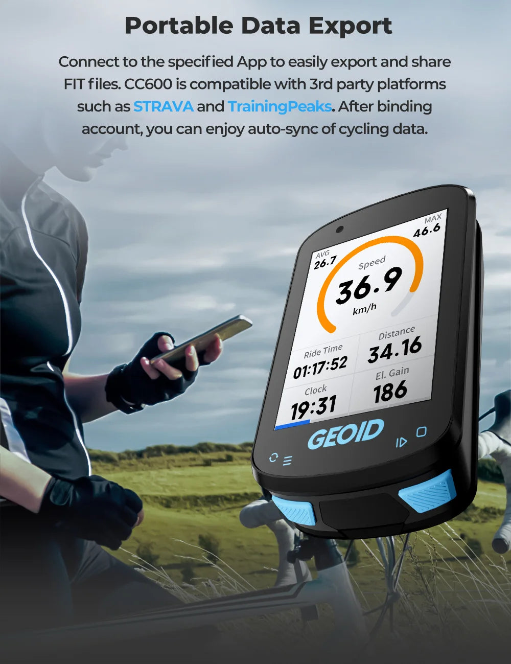 GEOID GPS Bike Computer Smart Navigation Color Screen Odometer Wireless ANT+ WIFI Cycling Speedometer