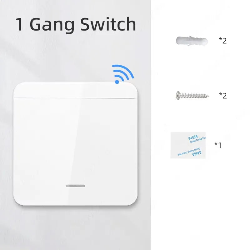 Tuya Smart Home Wifi RF433 Mhz Switch 1/2/3gang Button Switch Strong Signal Wiring-free Remote Control  Works with Alexa Google