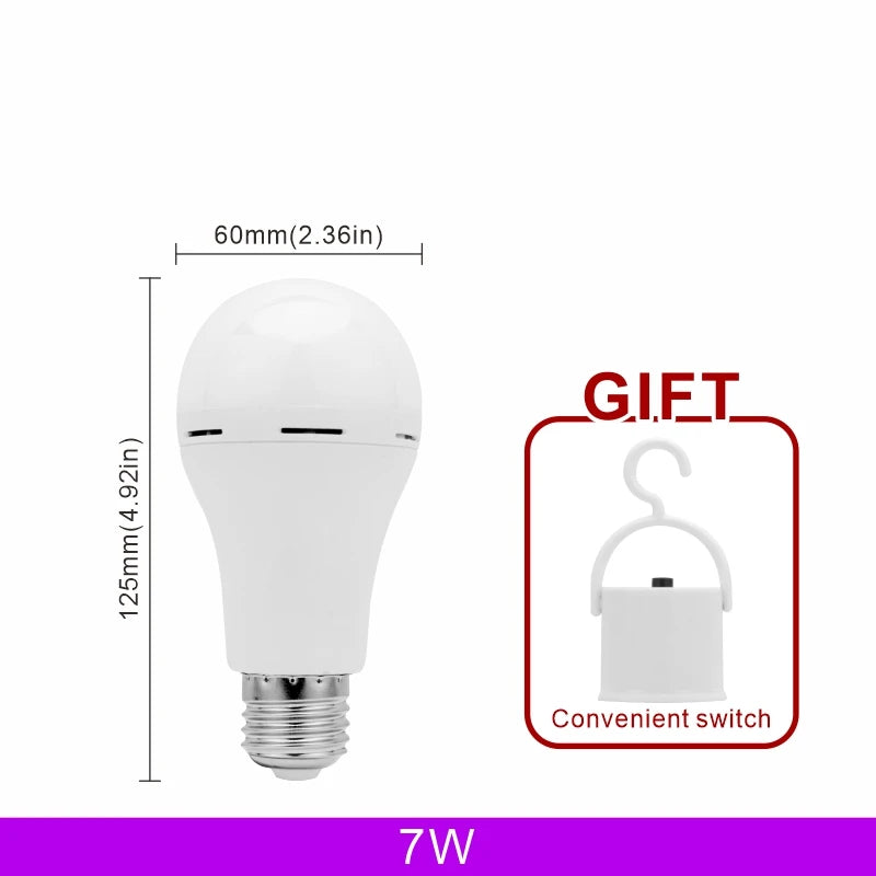 Emergency LED Light Bulb E27 7w 9w 12w 15w Rechargeable 1200mAh Battery 85-265V 110V 220V for Camping Tent Lamp Outdoor Lighting