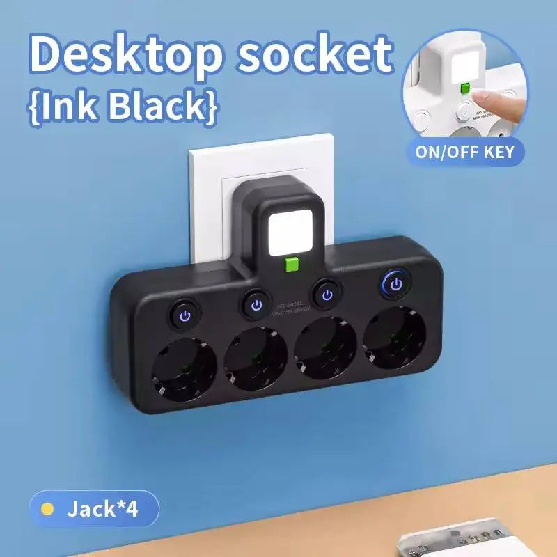 Multiple Sockets AC EU Plug Power Strip No Extension Cable With USB Ports Surge Protector Network Filter Individual Switch
