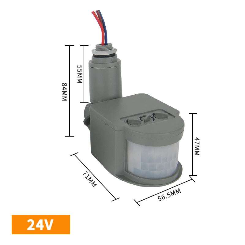 12V Motion Sensor 220V/110V PIR Movement Detector Automatic Infrared Wall Mount Timer Outdoor 24V LED Motion Sensor Light Switch