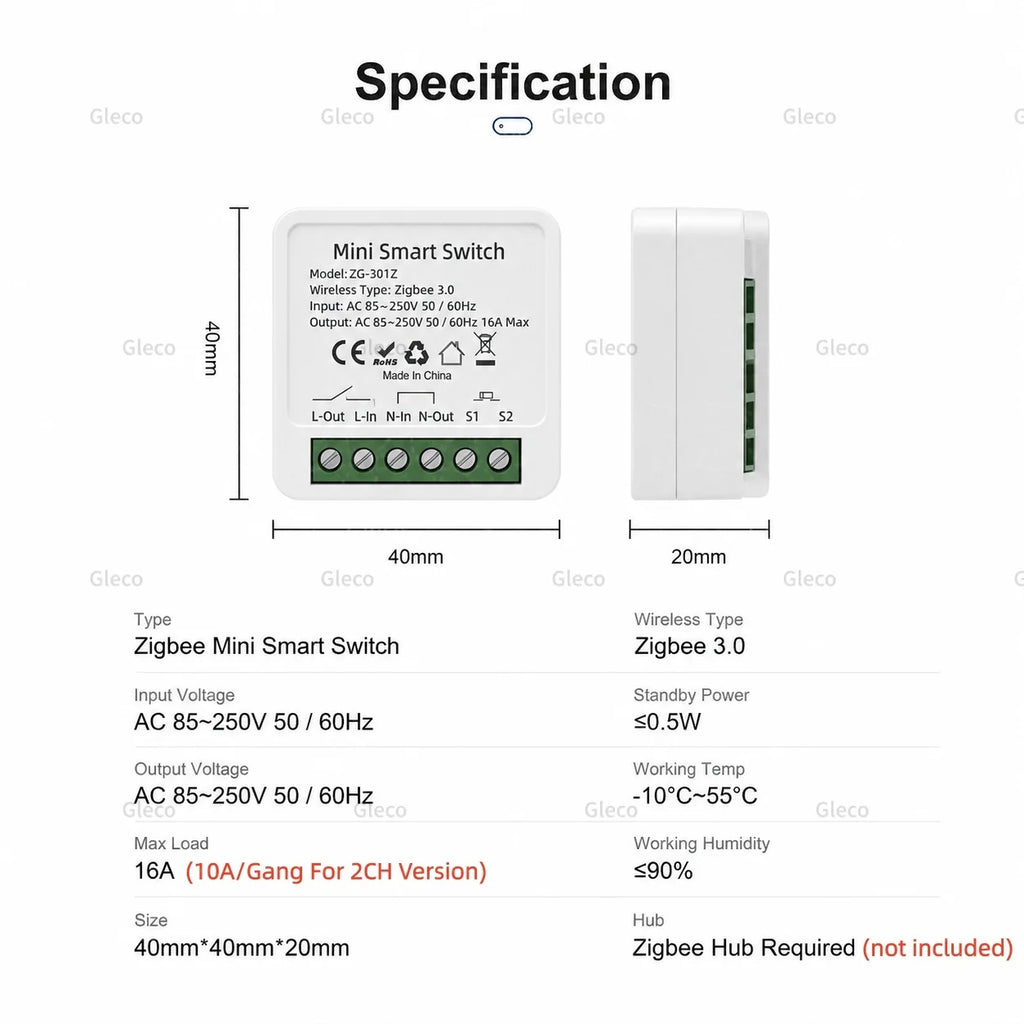 Zigbee Tuya Smart Switch Smart Life 10A/16A 1/2CH DIY Relay Breaker 2 Way Control For Alexa Google Home Assistant 2MQTT Gateway