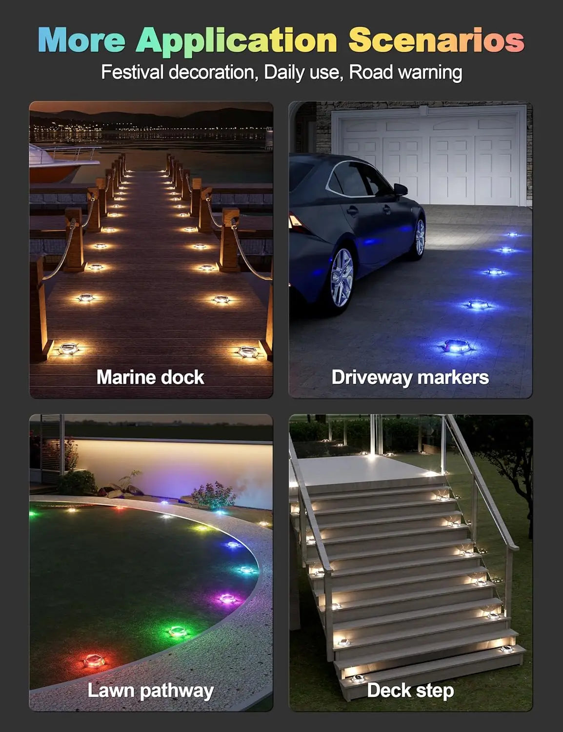 1/2/4PCS RGB Solar Ground Lights Solar Lights Outdoor IP68 Waterproof Solar Powered Landscape Lighting for Garden Yard Pathway