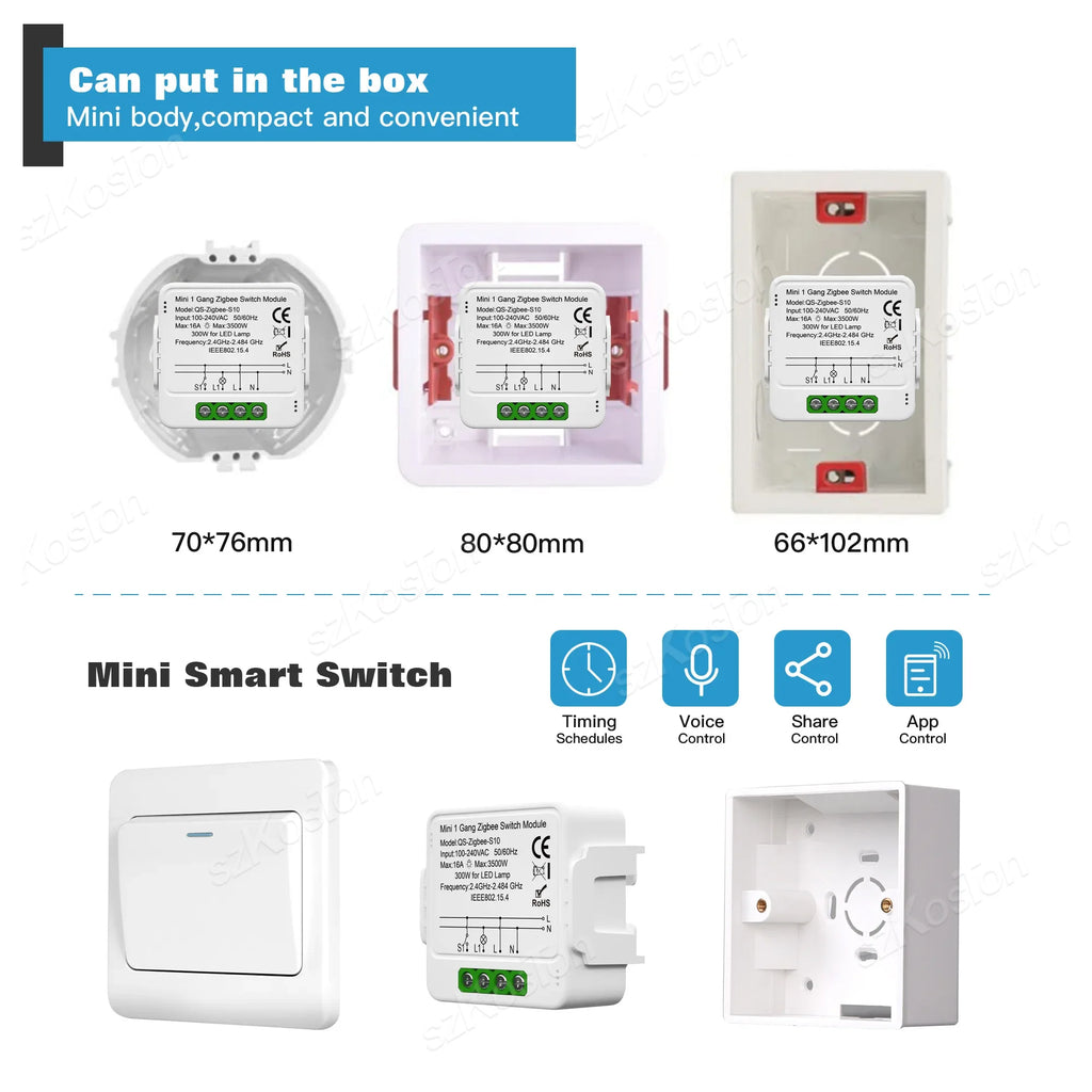 1/2/3 Gang Tuya ZigBee Smart Switch Module Need Neutral Wire Smart Life App Automation DIY Breaker Works with Alexa Google Home