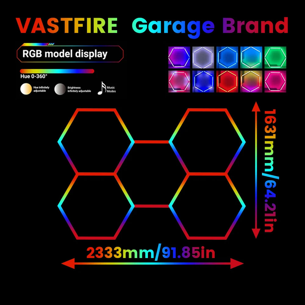 Smart RGB Honeycomb Hexagonal LED Lights with Music Function for Mobile Remote Control, Suitable for Gaming and Esports Rooms