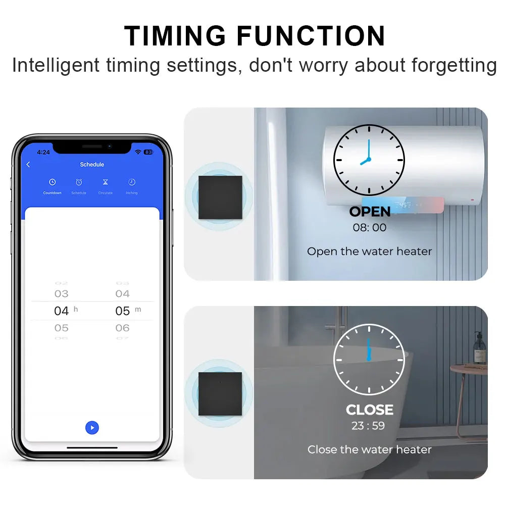 Zigbee Water Heater Large Button Switch Remote and Timer Control Tuya Smart Life App Compatible with Alexa and Google Home