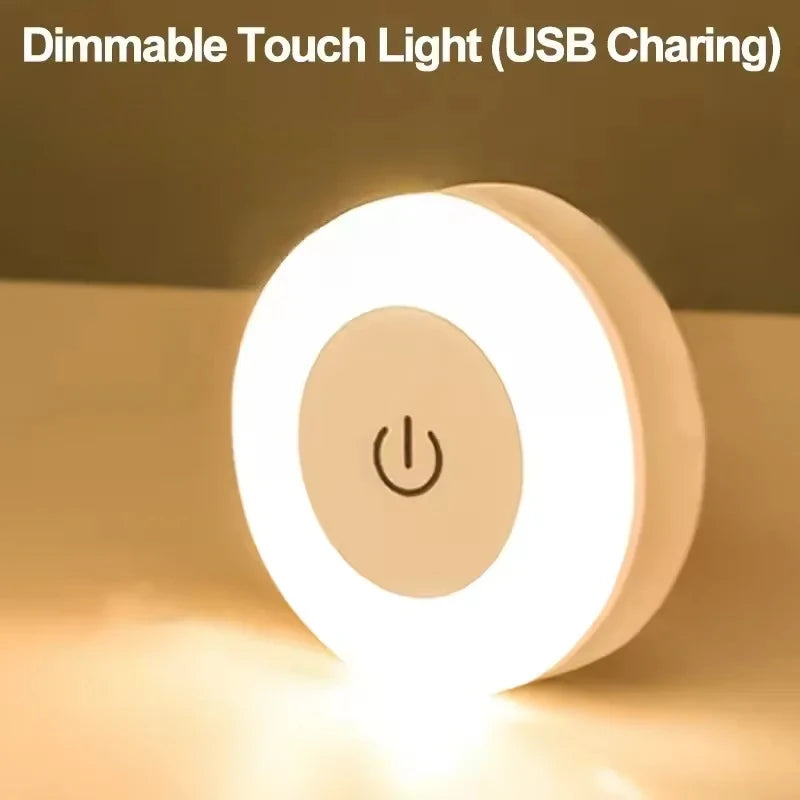 Min Energy Saving Led Touch Sensor Night Lights USB Rechargeable Magnetic Wall Light Room Aisle Bedroom Portable Night Lamp