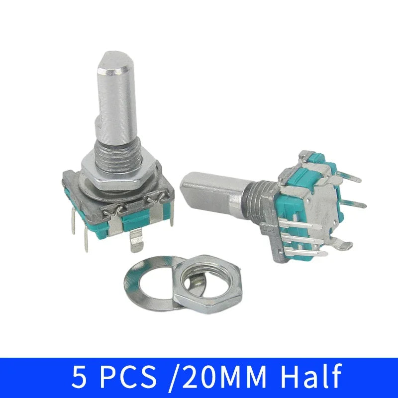 5PCS/LOT 20 Position 360 Degree Rotary Encoder EC11 w Push Button 5Pin Handle Long 15/20MM With A Built In Push Button Switch