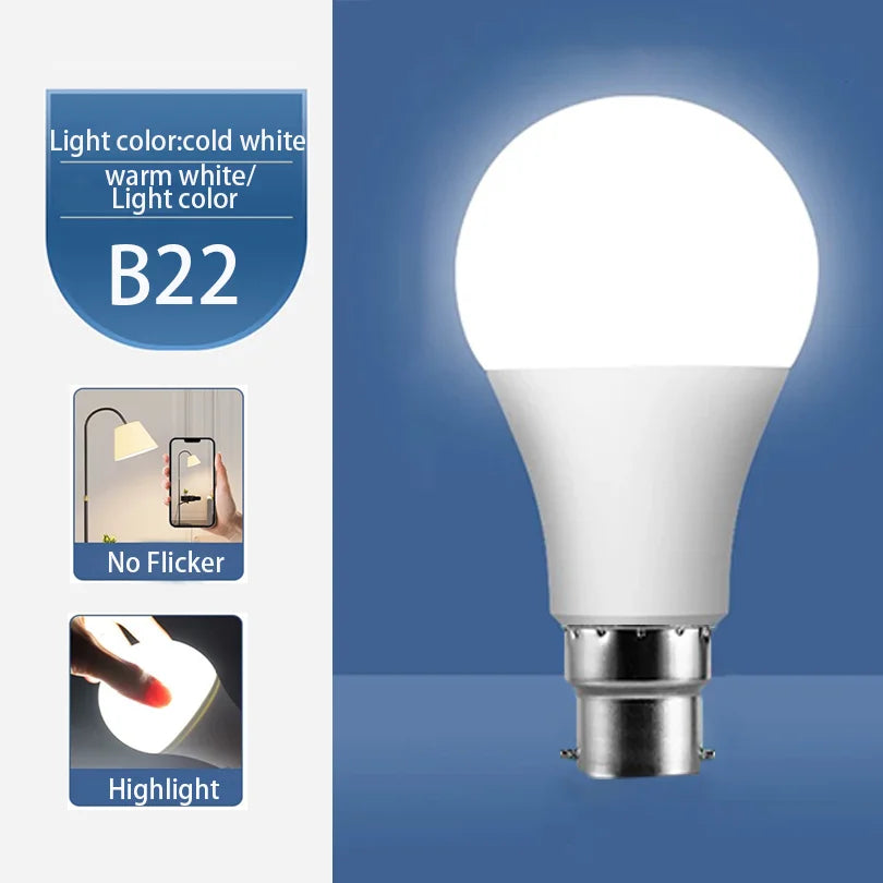 8PCS LED Bulb E27 B22 E14 AC220/110V 3W 6W 9W 12W 15W 18W Brightness and Low Energy Consumption Living Room Home LED Light Bulbs