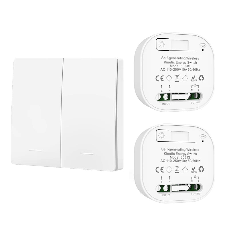 Battery Free RF433 Household Wireless Wall Switch Wiring Free Self Generating Kinetic Energy Panel Waterproof Lighting Switches