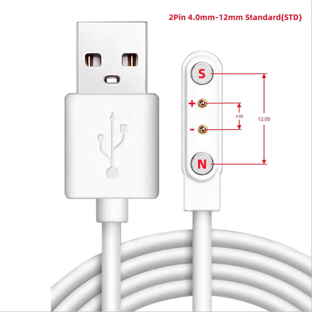 Smart Watch Magnetic Charging Cable USB Charger 2Pin 4Pin Long Power Adapter Line For Smartwatch Juicer Facial Beauty Devices