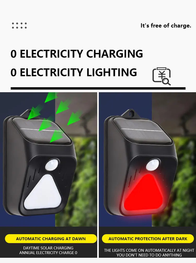 Waterproof Solar Powered Alarm Light Remote Control Motion Sensor Detector Siren Strobe Alarm Pet For Home Yard Outdoor Security