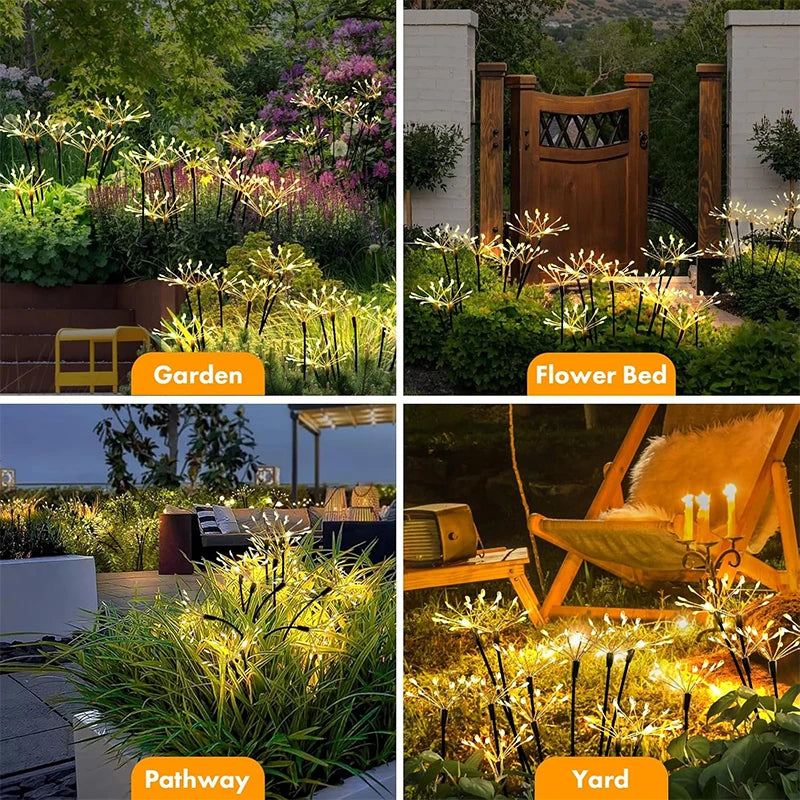 Solar Garden Light, Swaying Starburst Lights, Waterproof Outdoor Lamp, Yard Patio Pathway Decoration Warm White