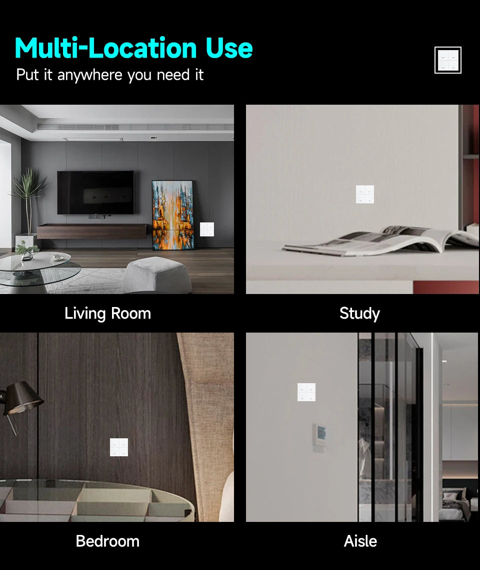 Tuya ZigBee 3.0 Smart Scene Switch Wireless Free Sticker Wall Scene Switch Push Button Battery Powered Transmitter Alexa