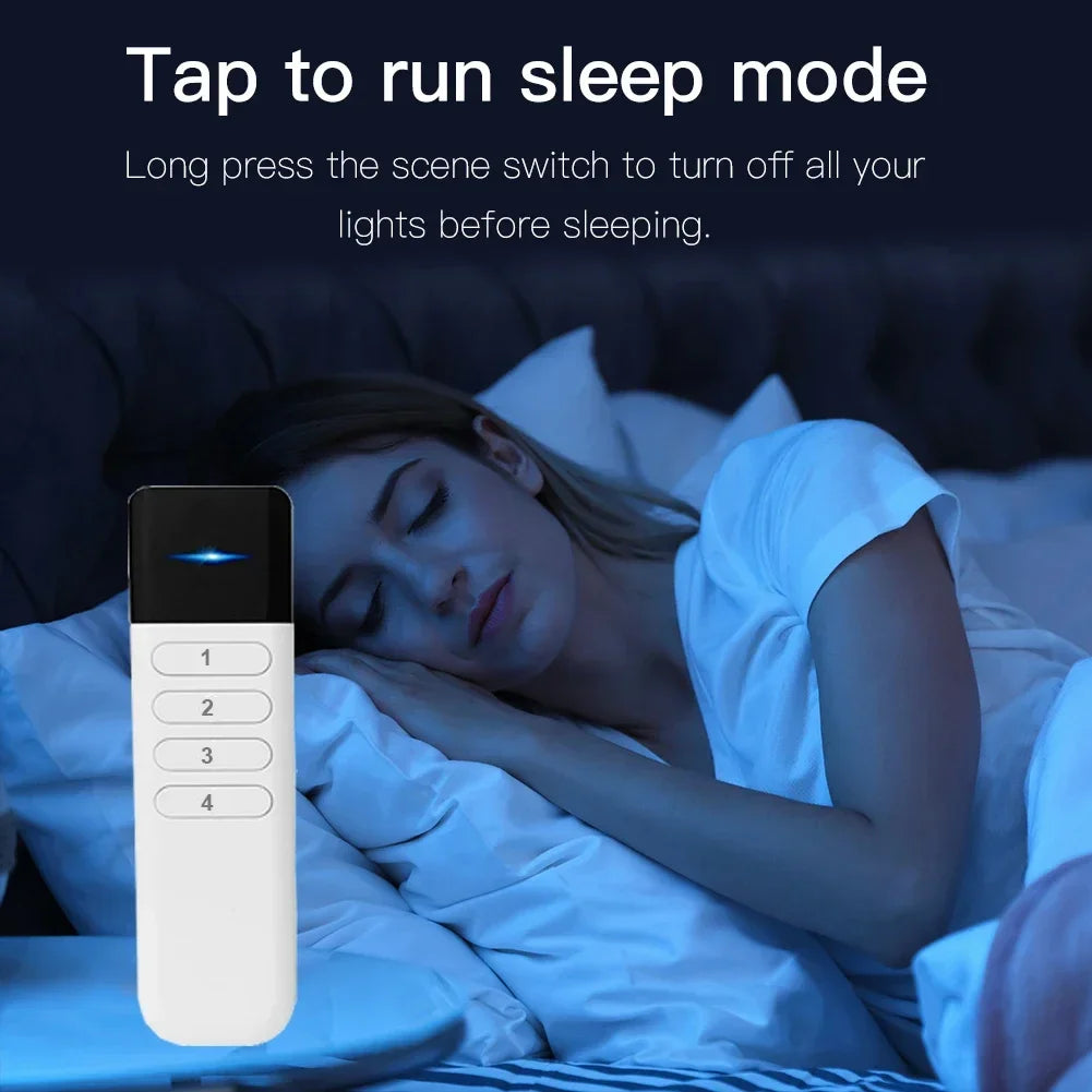 Tuya ZigBee Wireless Portable Remote Control 4 Zone LED Dimmer Smart Home Scene Control Switch Smart Life APP Fr Assistant 2MQTT