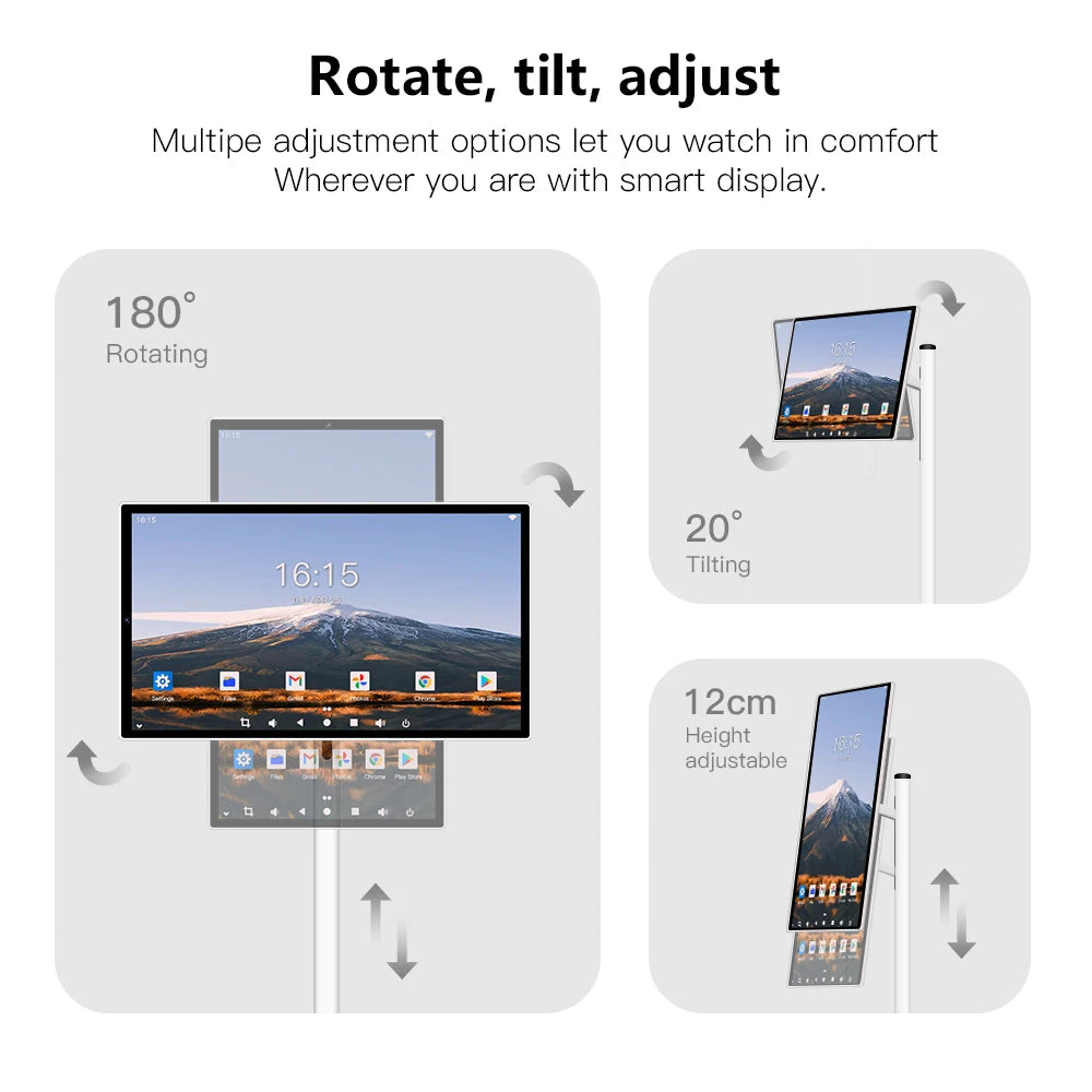 24 Inch Smart Home Fitness Entertainment Movable Charging Screen Built in Dual Speaker High-Definition Camera Smart TV