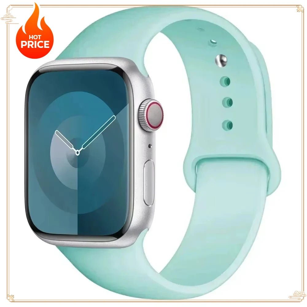Original Silicone Strap for Apple Watch Band 38/40/41/42/44/45/46MM 49mm Bracelet for Iwatch Serie 10 9 7 4 5 6 8 SE Ultra 2 3