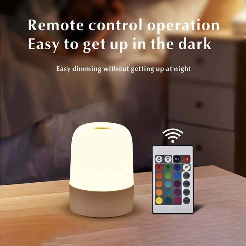 Night Light 16 Colors RGB Dimmable Small Lamp,Portable Stepless Dimming Touch Lamps for Bedroom, Color Changing LED Lights