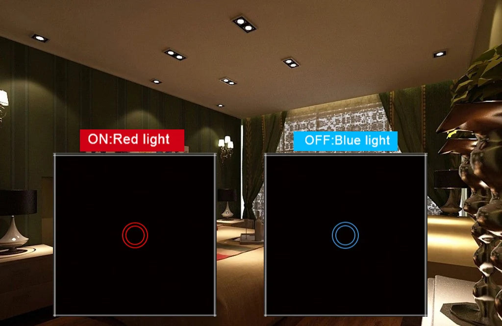 EU Touch Switch LED Crystal Glass Panel Wall Lamp Light Switch 1/2/3 Gang AC100-240V LED Sensor Switches Interruttor