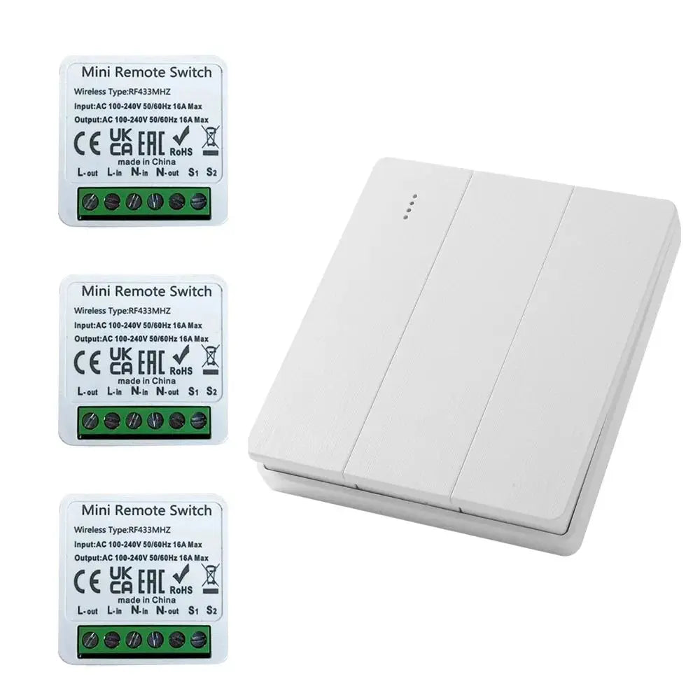 Wireless Smart Switch Light 433MHz 1/2/3Gang 86 Wall Panel Switch with Remote Control Mini Relay Receiver for Home Led Light