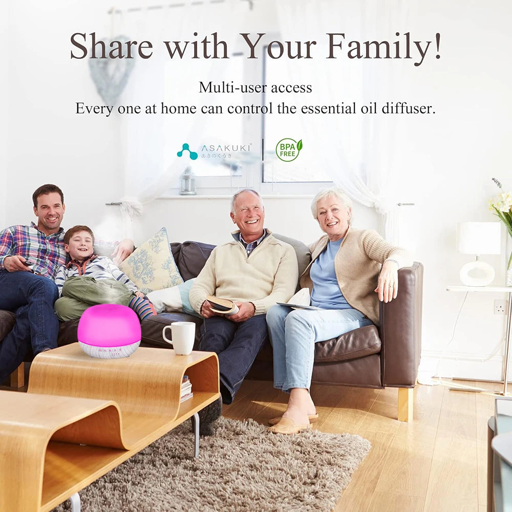 WiFi Smart 550ML Electric Aroma Diffuser Essential Oil Diffuser Air Humidifier Ultrasonic Remote Control Mist Maker Home