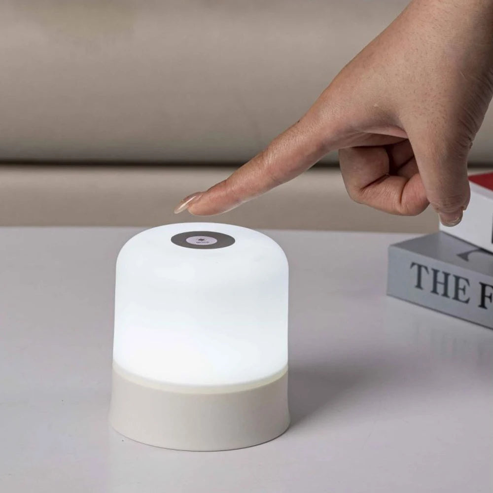LED Night Light Rechargeable Dimmable Bedside Lamp 3 Colors Adjustable Soft Glow Eye Protection Portable Table Lamp for Bedroom