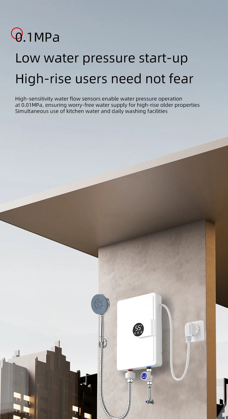 Smart Inverter Electric Water Heater Instant Water Heater Fast Heating Shower Instant Heating Water Heater LED Touch Controls