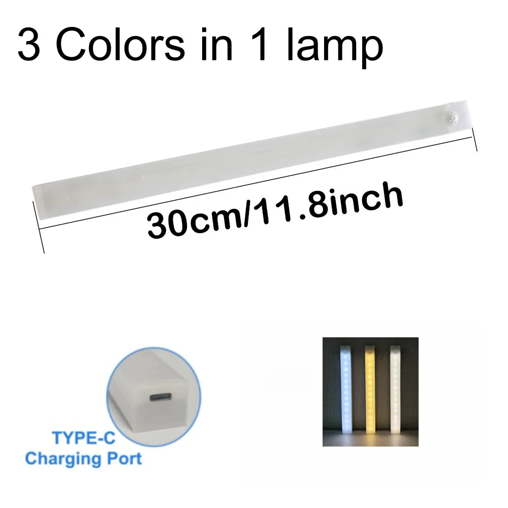 Motion Sensor  Bar  Light Type C Rechargeable Light  LED Magnetic attraction Night Light  for Kitchen Bedside Wardrobe bookcase