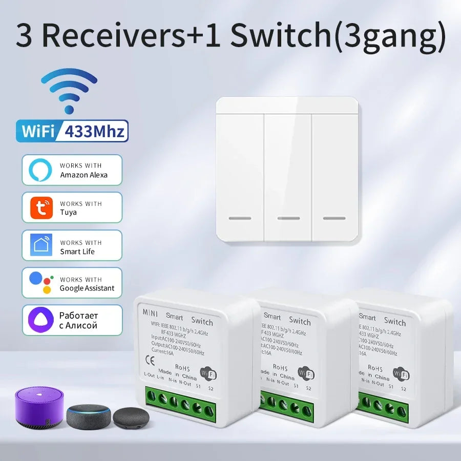 Tuya Smart WiFi Switch Smart Home Wireless RF 433mhz Smart Switch Wall Switch Smart Life APP Voice Control Via Alexa Google Home