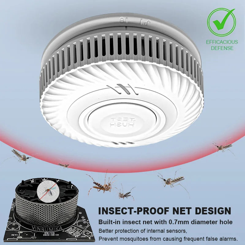 WiFi Tuya Smart Smoke Detector With Built-in 10 Year Lithium Battery For Parlor Room Kitchen Shop Fire Inspection Alarm Sensor